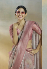 Soft Pink Handloom Weaving Silk Saree Kalyanja Fashion