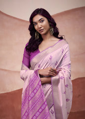 purple zari weaving cotton saree - kalyanja