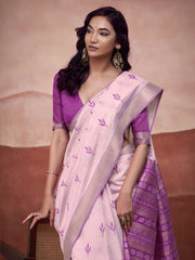 purple zari weaving cotton saree