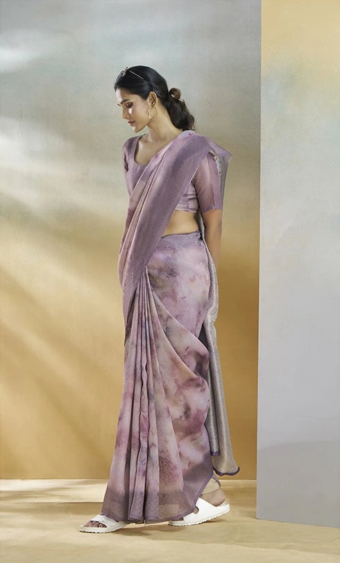 Lavender Handloom Weaving Silk Saree Kalyanja Fashion