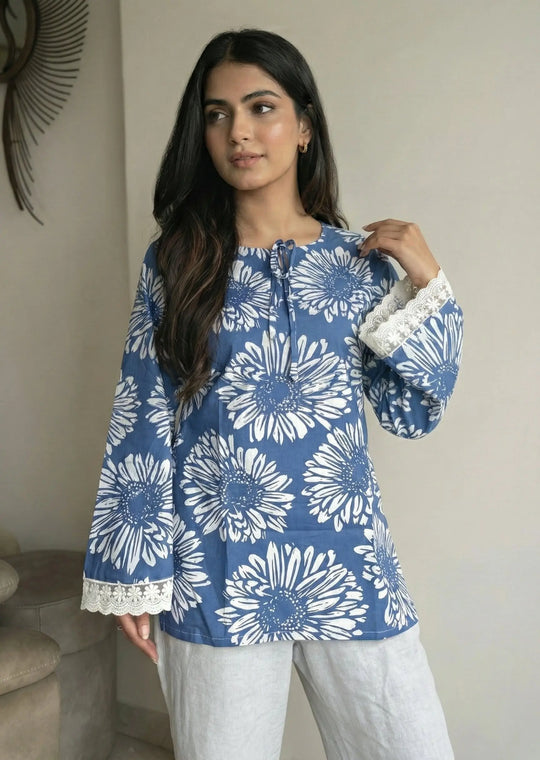 Suhana Bell Sleeves Short Kurti - kalyanja