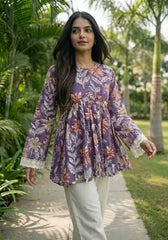 Pinku Peplum Style Short Kurti - kalyanja