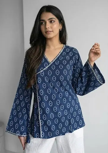 Aaysha Bandhani Wrap-Tie Short Kurti - kalyanja