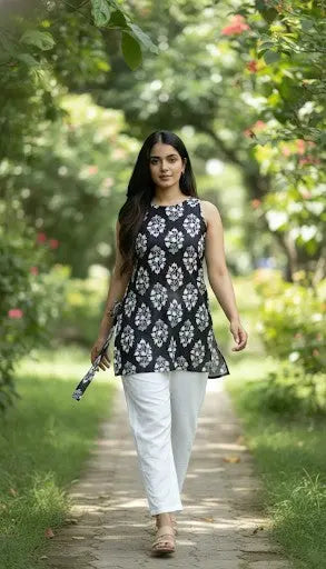 Shania Halter Neck Slit Short Kurti – Kalyanja
