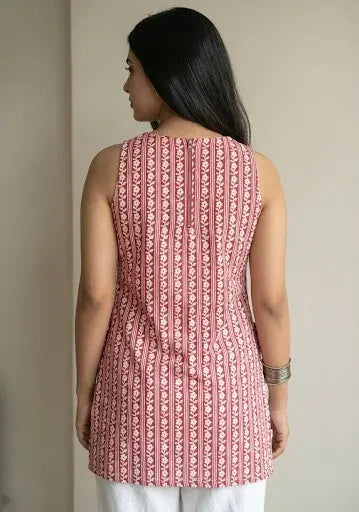 Rani Stripes Halter Neck Short Kurti – Kalyanja
