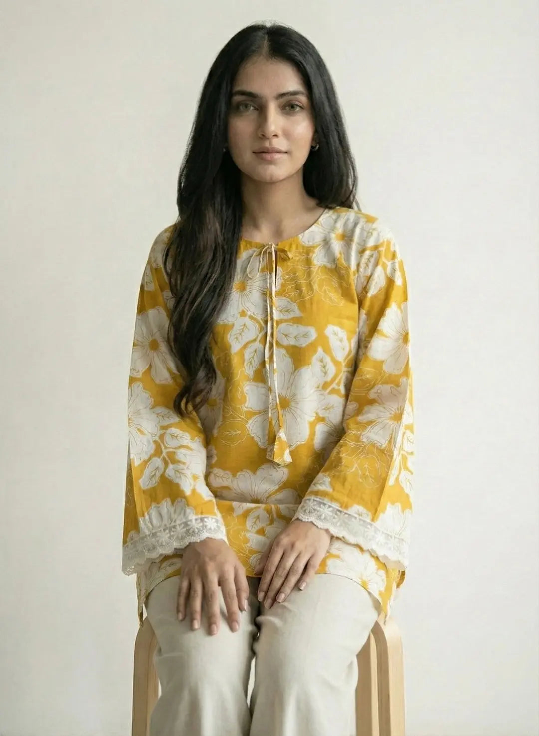 Jasmin Bell Sleeves Short Kurti – Kalyanja