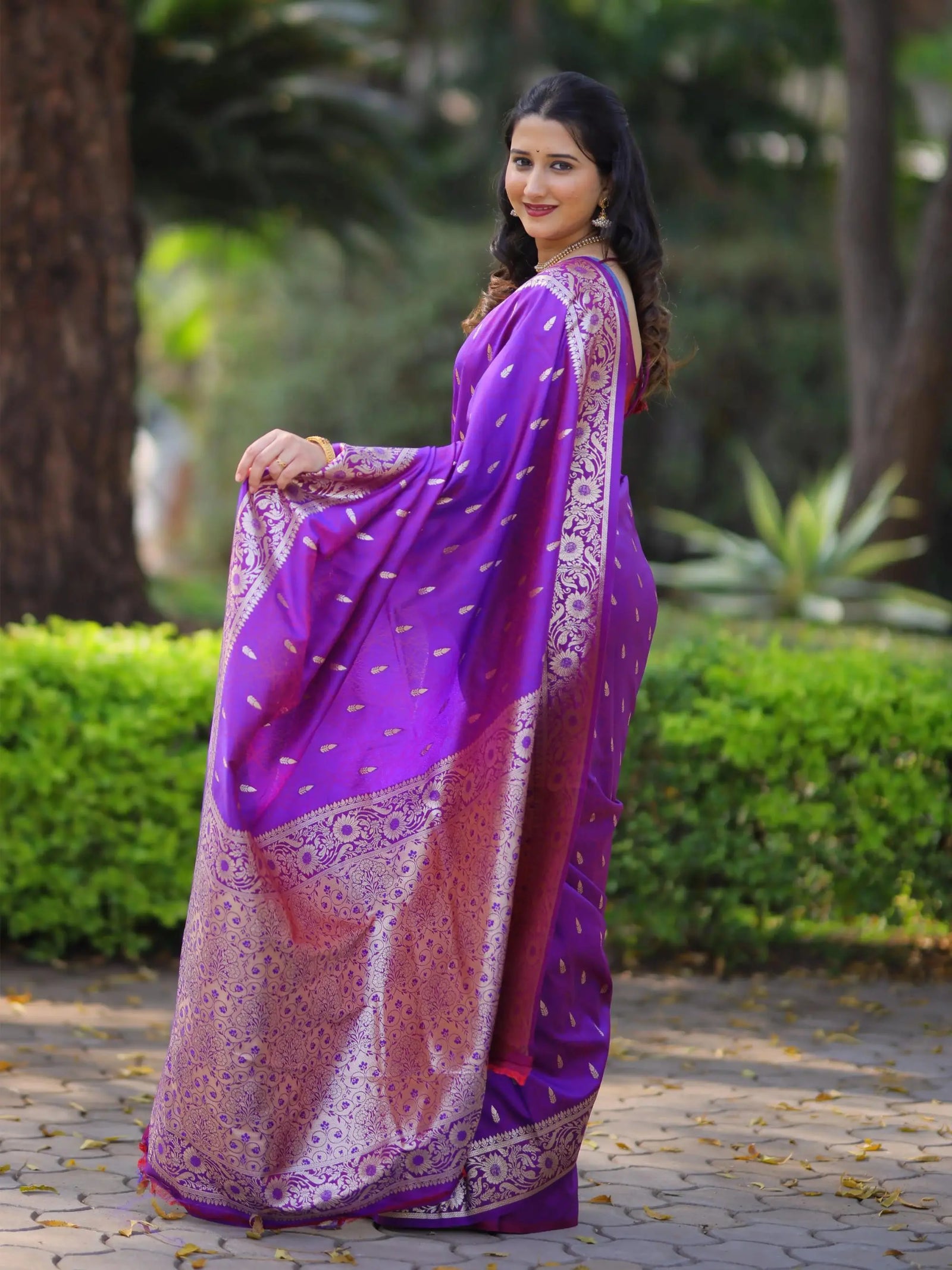 Purple Banarasi Silk Saree Kalyanja Fashion