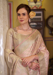 pink embroidery work satin banarasi silk saree - kalyanja