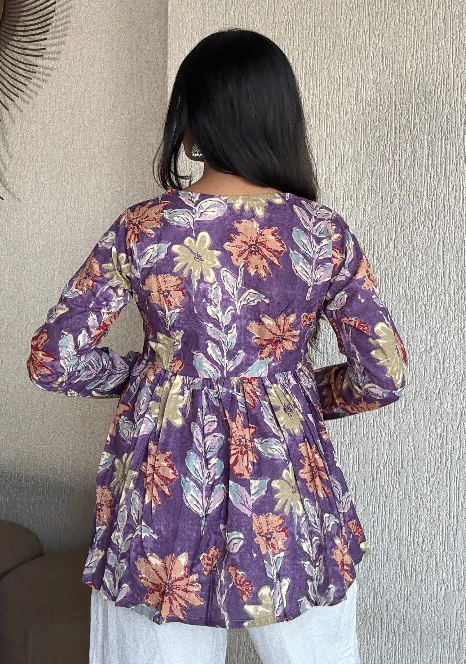Pinku Peplum Style Short Kurti - kalyanja