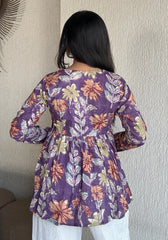 Pinku Peplum Style Short Kurti - kalyanja