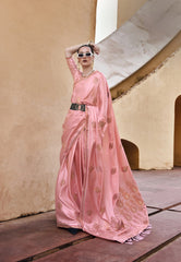 Soft Pink Copper Zari Weaving Copper Zari Weaving Saree Kalyanja Fashion