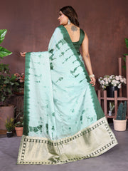 Green Sibori Work Soft Satin Silk Saree – Kalyanja
