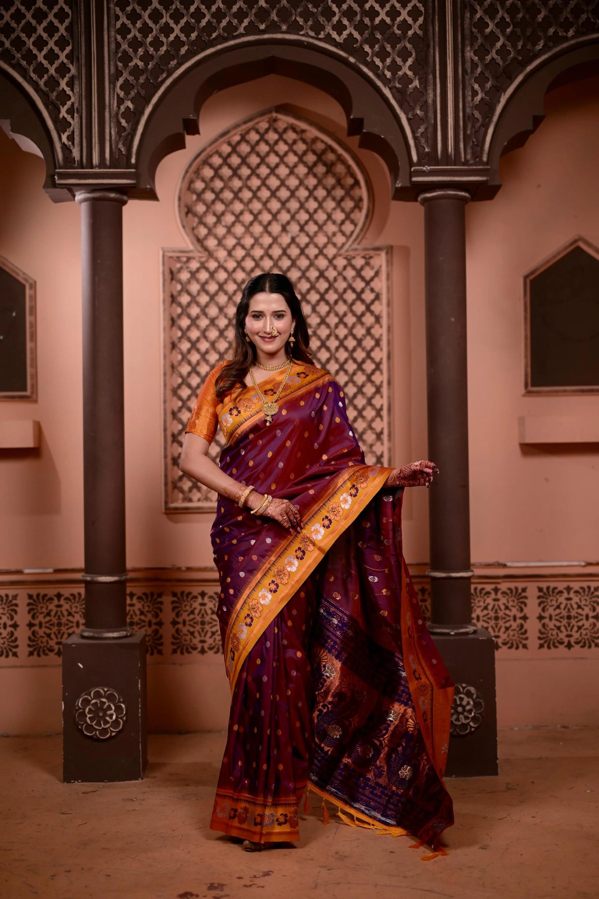 Dark Maroon Soft Silk Saree
