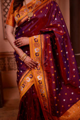 Dark Maroon Soft Silk Saree