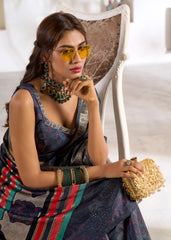 Blue Foli Print Soft Dola Silk Saree Agarwal Saree