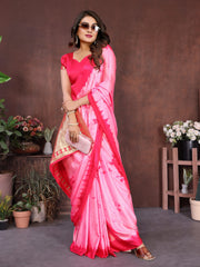 Dark Pink Sibori Work Soft Satin Silk Saree – Kalyanja