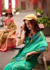 Green Banarasi Silk Zari Weaving Saree Kalyanja Fashion