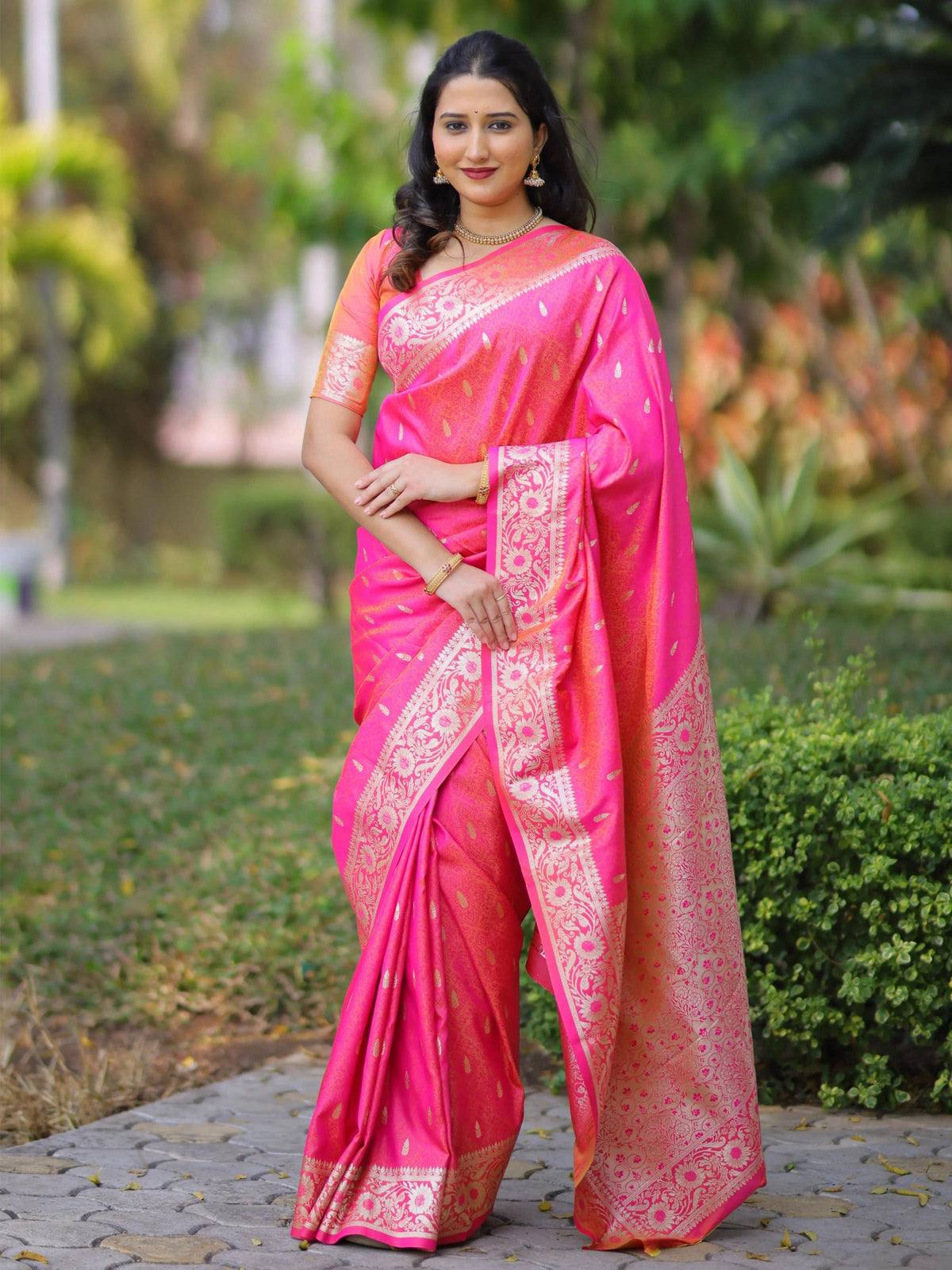 Tulip Pink Banarasi Silk Saree