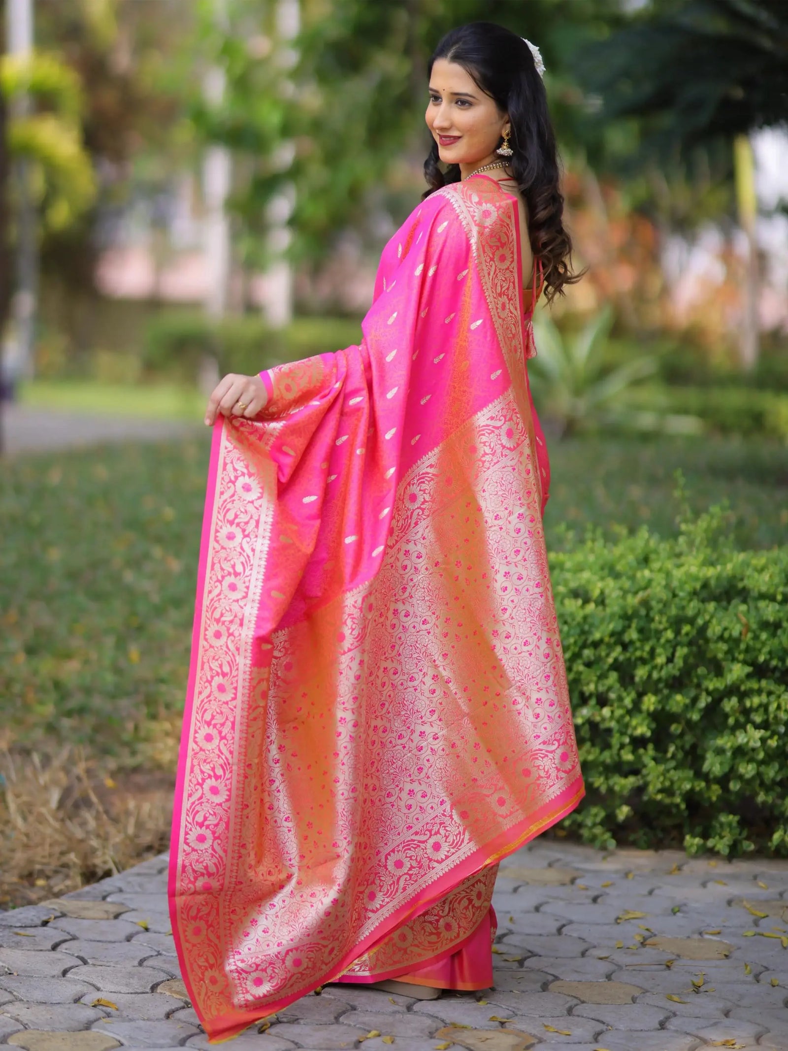 Tulip Pink Banarasi Silk Saree Kalyanja Fashion