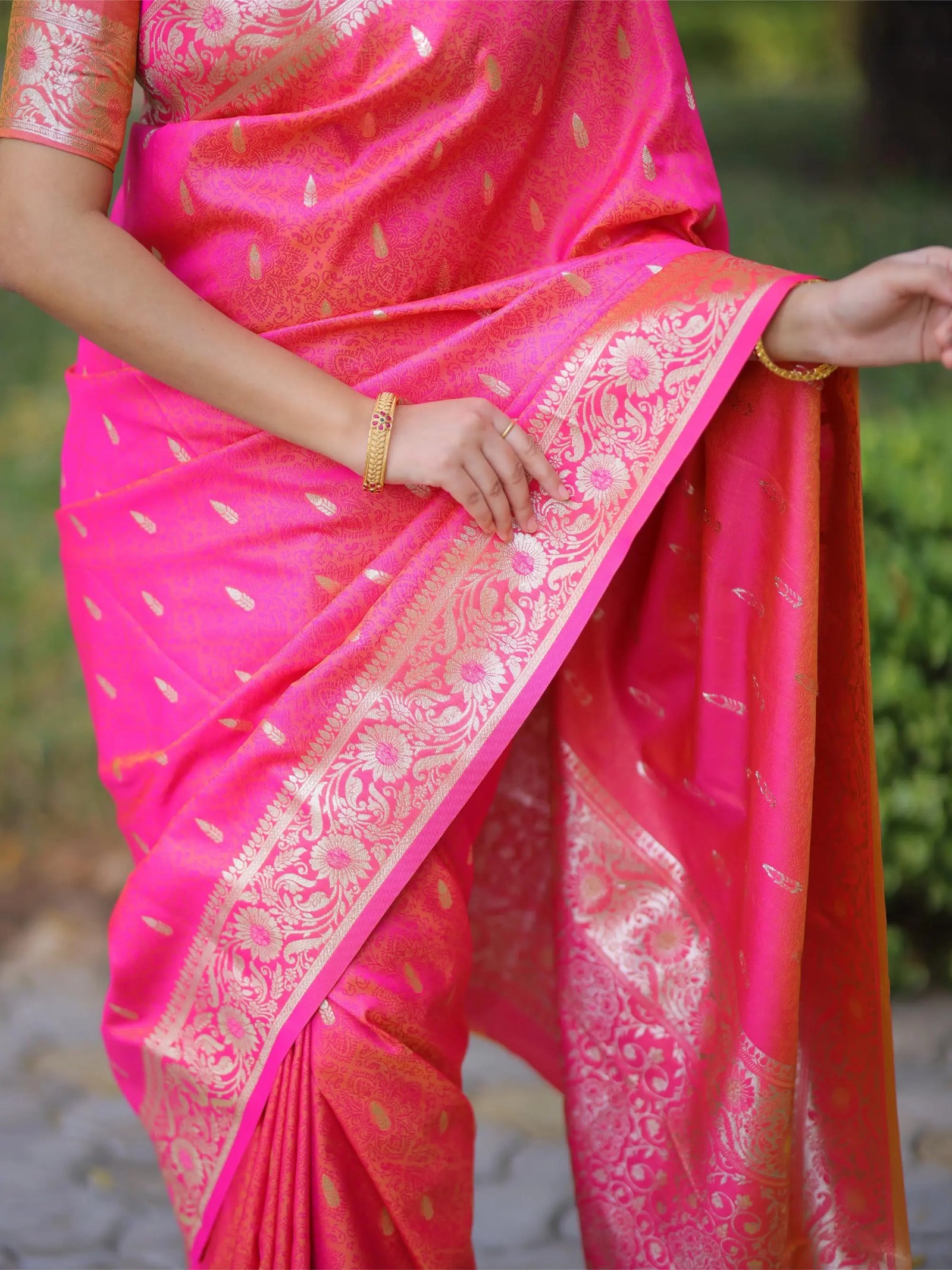 Tulip Pink Banarasi Silk Saree Kalyanja Fashion