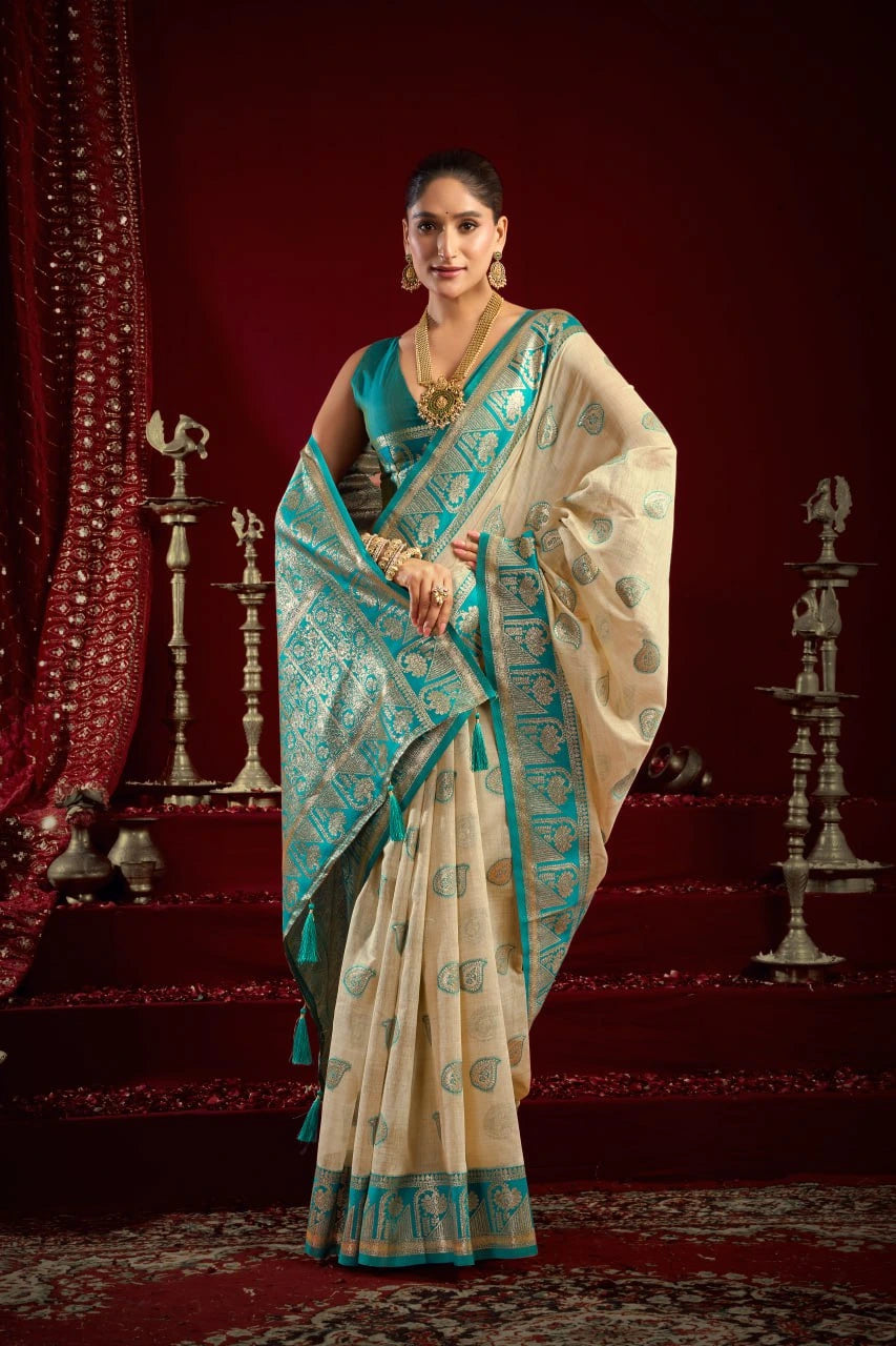 Woman in a traditional saree with a red background