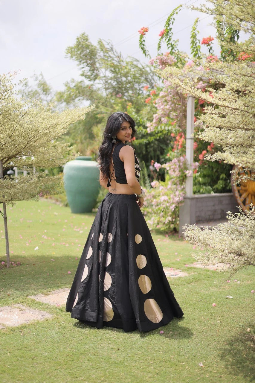 Traditional lehenga choli with modern styling offers timeless elegance for special occasions and celebrations.