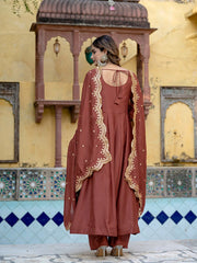 Brown Gota Patti Vichitra Silk Suit