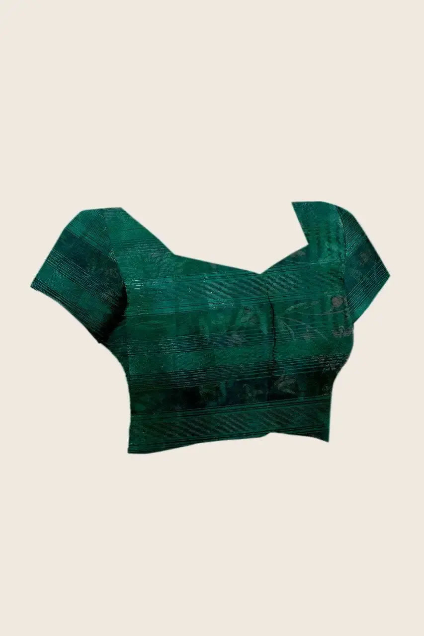 Dark Green Premium Monsoon Saree blouse piece flat lay