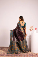 Woman in a traditional saree with a white background