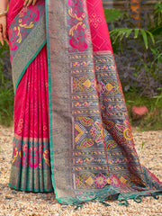 Traditional saree with intricate patterns on a natural background