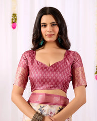 Buy Dark Pink Floral Weaving Lichi Silk Saree | Kalyanja