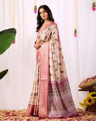 Buy Dark Pink Floral Weaving Lichi Silk Saree | Kalyanja