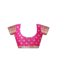 Pink blouse with gold patterns on a white background