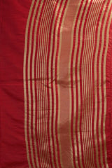 Red fabric with gold stripes