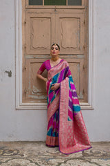 Pink Kadwa Style Weaving Soft Banarasi Silk Saree - kalyanja