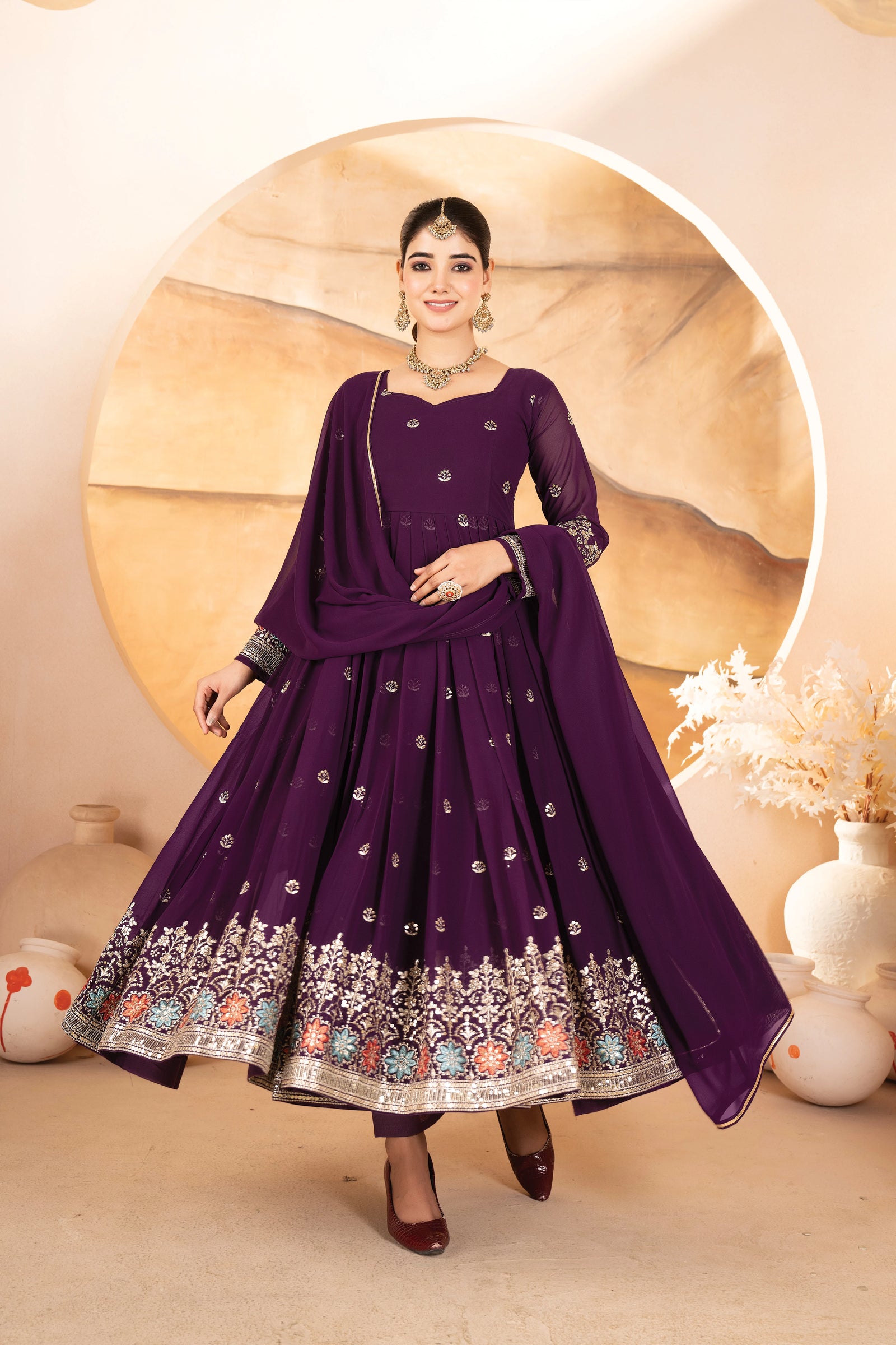 Twilight Glow Faux Blooming Suit - kalyanja