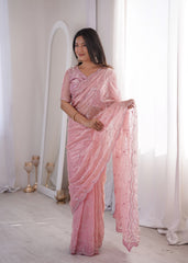 Light Pink Fendy Silk Saree