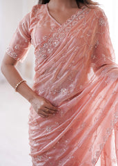 Soft Peach Fendy Silk Saree Kalyanja Fashion