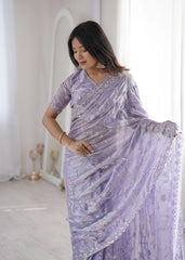 Lavender Fendy Silk Saree Kalyanja Fashion