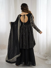 Black Embroidery Sequin Work Crunchy Silk Suit – Kalyanja
