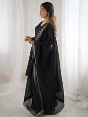 Black Embroidery Sequin Work Crunchy Silk Suit – Kalyanja