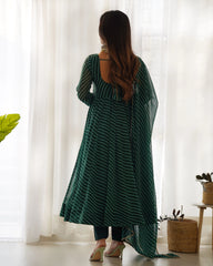 Dark Green Laheriya Print Fox Georgette Suit – Kalyanja