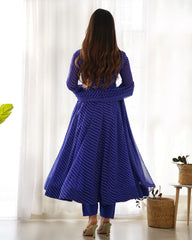 Blue Laheriya Print Fox Georgette Suit - kalyanja