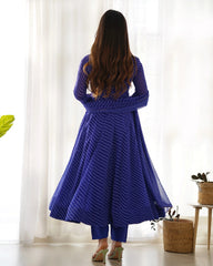 Blue Laheriya Print Fox Georgette Suit - kalyanja