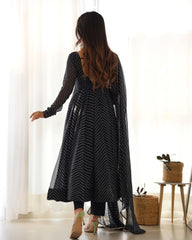 Black Laheriya Print Fox Georgette Suit – Kalyanja