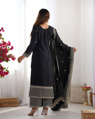 Black Zari Embroidery & Sequin Chinon Silk Suit – Kalyanja