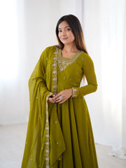 Mehendi Zari Embroidery Fox Georgette Suit - kalyanja