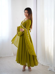 Mehendi Zari Embroidery Fox Georgette Suit - kalyanja