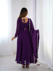 Purple Zari Embroidery Fox Georgette Suit – Kalyanja