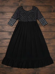Black Embroidered Dress flat lay showing full Georgette maxi silhouette